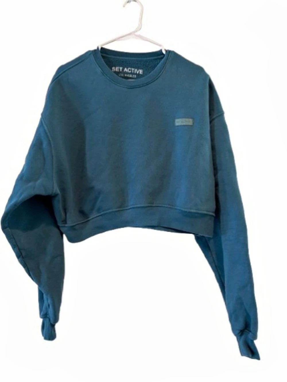 SET ACTIVE Cropped Crewneck Sweatshirt Blue Medium